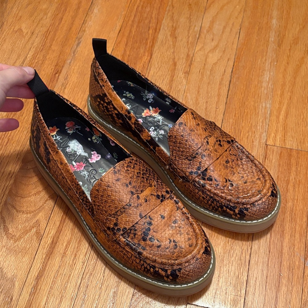 MaxMara Brown Snake Print Loafers